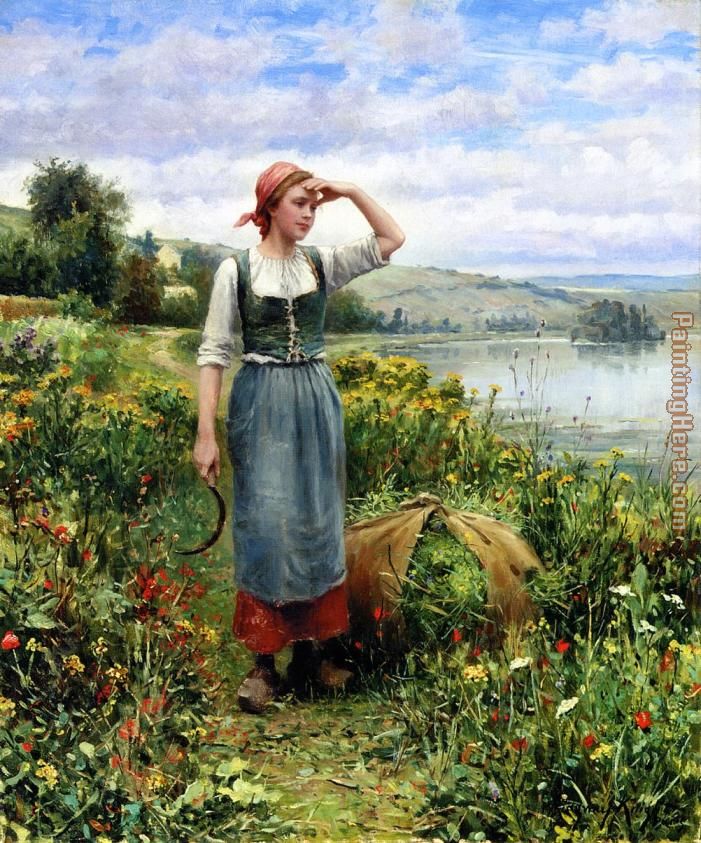 A Field of Flowers painting - Daniel Ridgway Knight A Field of Flowers art painting